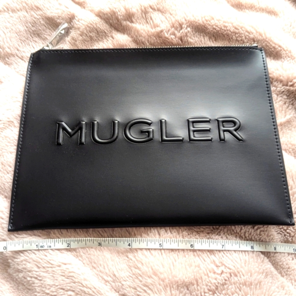 Mugler Luxury Black Wristlet Clutch Makeup Bag